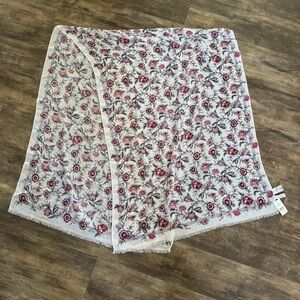 LOFT Floral Print Lightweight Scarf in White and Pink